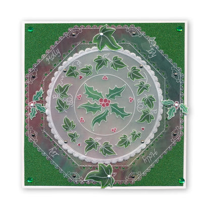 Linda's 123 Christmas - H Christmas Rose, Holly & Ivy A5 Square Groovi Plate