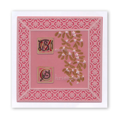 Linda's 123 Christmas - G Poinsettia, Mistletoe & Pine A5 Square Groovi Plate
