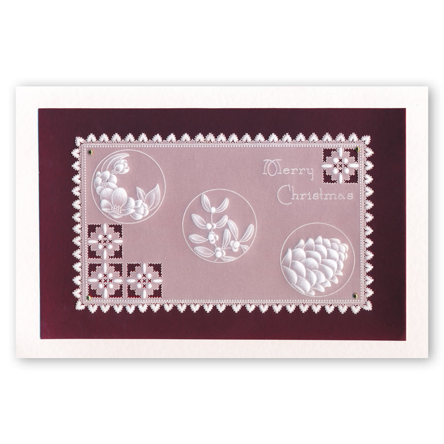 Linda's 123 Christmas - G Poinsettia, Mistletoe & Pine A5 Square Groovi Plate