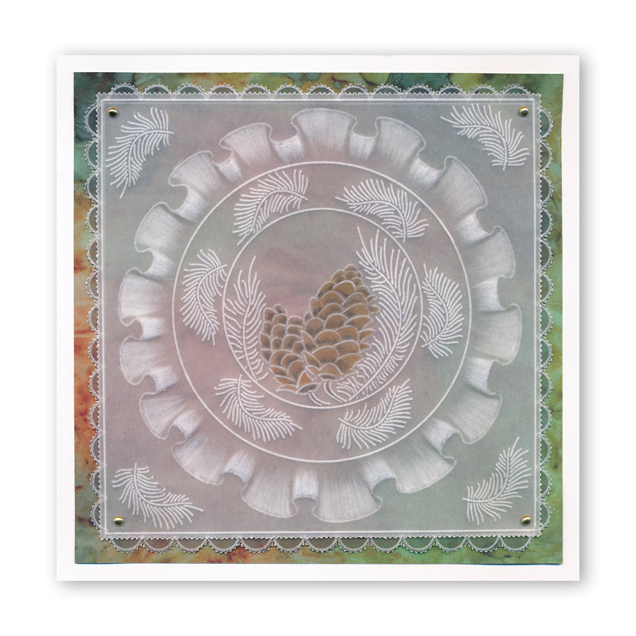 Linda's 123 Christmas - G Poinsettia, Mistletoe & Pine A5 Square Groovi Plate