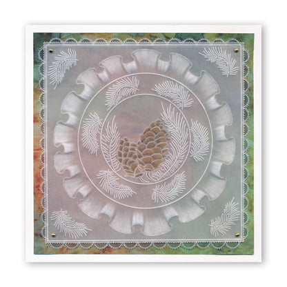 Linda's 123 Christmas - G Poinsettia, Mistletoe & Pine A5 Square Groovi Plate