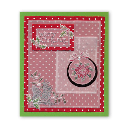 Linda's 123 Christmas - G Poinsettia, Mistletoe & Pine A5 Square Groovi Plate