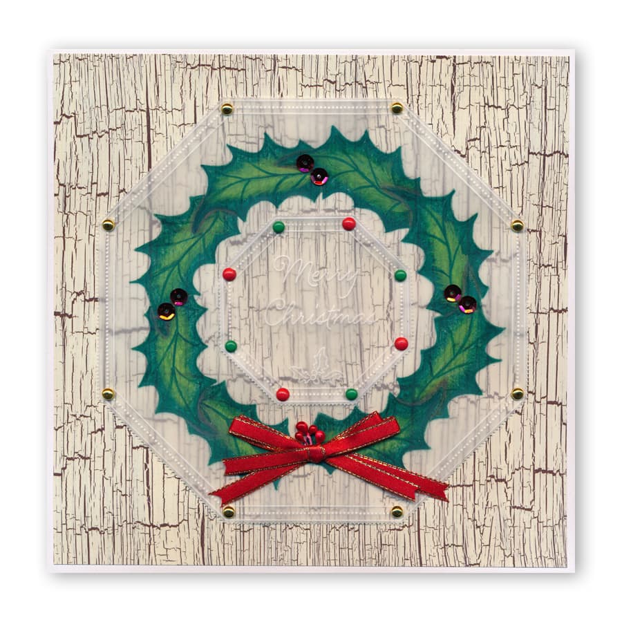 Linda's 123 Christmas - GH Poinsettia & Christmas Rose A4 Square Groovi Plate Set