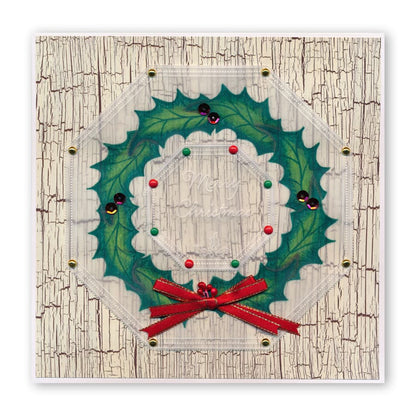 Linda's 123 Christmas - GH Poinsettia & Christmas Rose A4 Square Groovi Plate Set