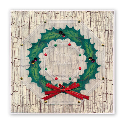 Linda's 123 Christmas - GH Poinsettia & Christmas Rose A5 Square Groovi Plate Set