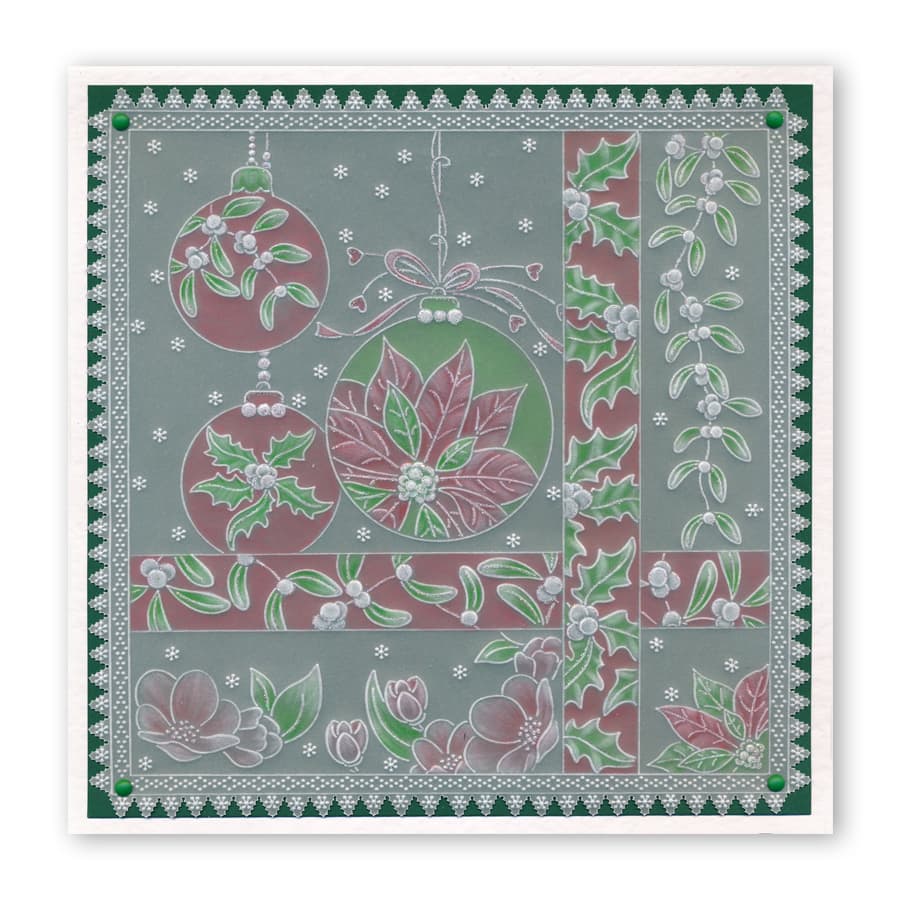 Linda's 123 Christmas - G Poinsettia, Mistletoe & Pine A4 Square Groovi Plate