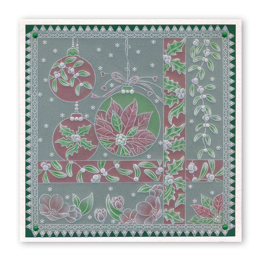 Linda's 123 Christmas - G Poinsettia, Mistletoe & Pine A5 Square Groovi Plate
