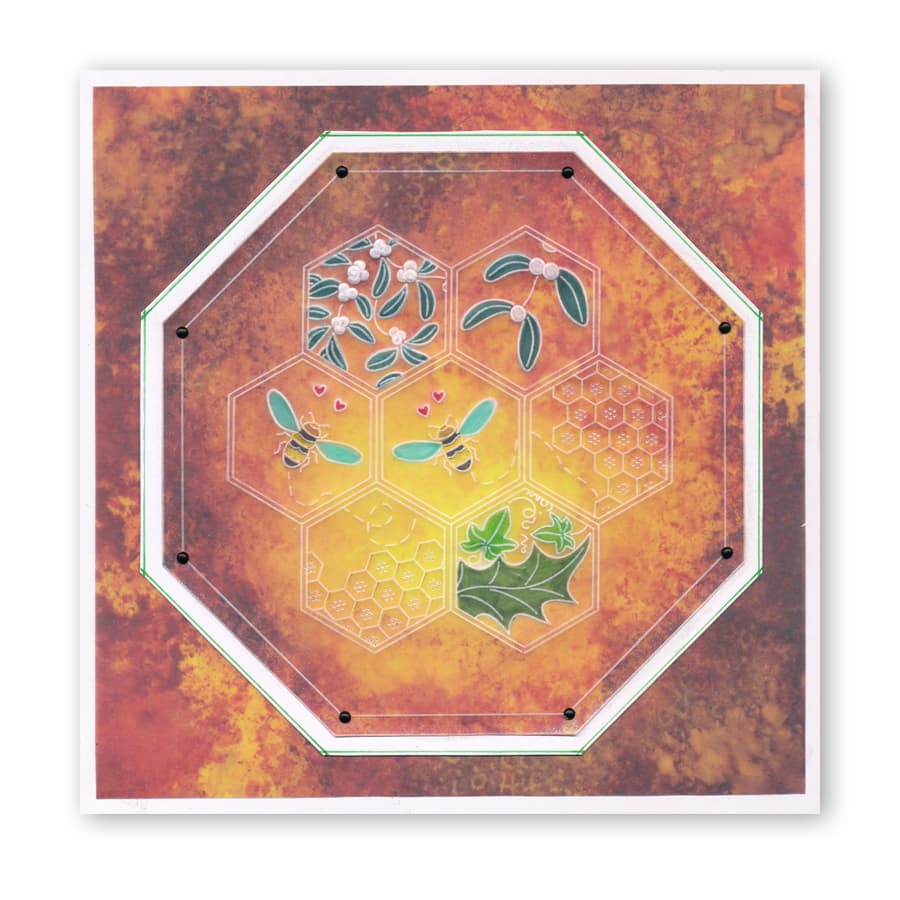 Linda's 123 Christmas - G Poinsettia, Mistletoe & Pine A4 Square Groovi Plate