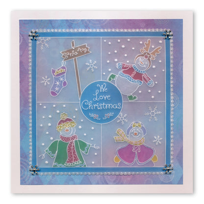 Linda's Snowman, Snowlady & Snowbaby Trio A5 Square Groovi Plate Set