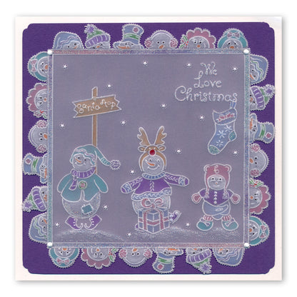 Linda's Snowman, Snowlady & Snowbaby Trio A5 Square Groovi Plate Set