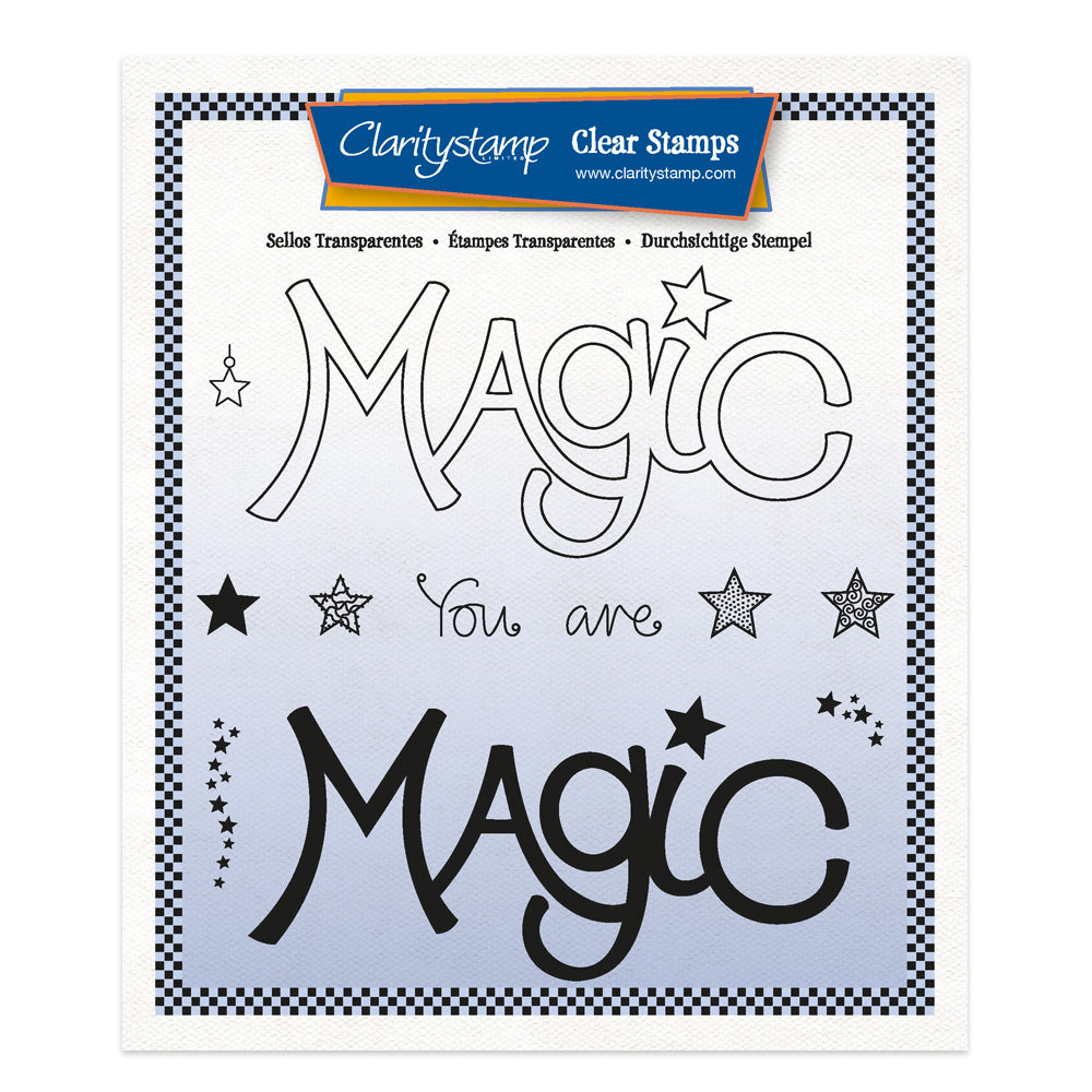 Magic - Feel Good Words - Two Way Overlay A5 Square Stamp & Mask Set