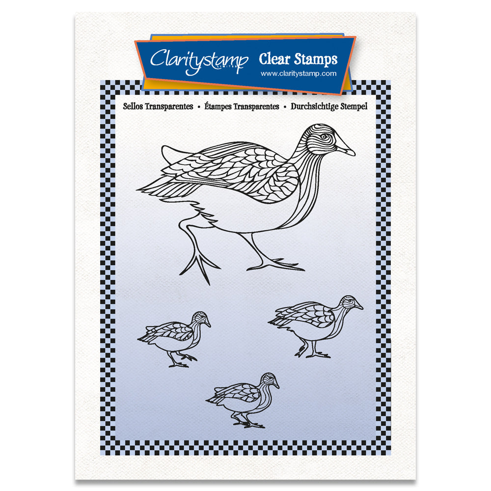 Moorhens A6 Square Stamp & Mask Set