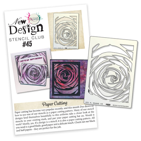 New Design Stencil Club Back Issue -45- Large Rose