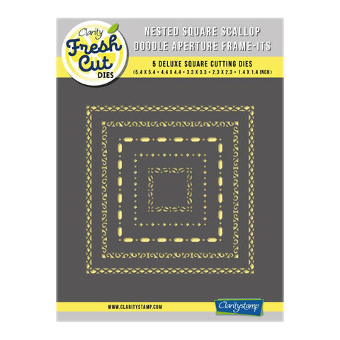 Nested Square Scallop Doodle Aperture Frame-its Die Set