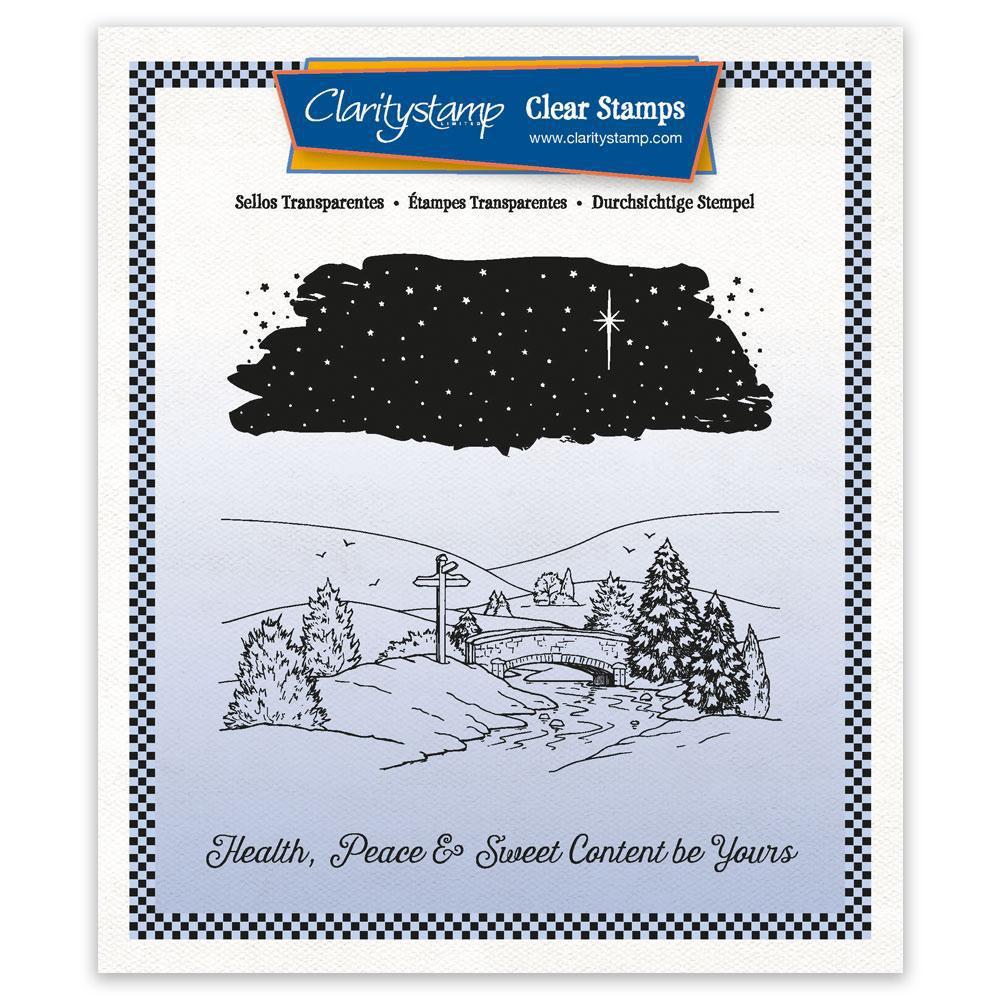 Jayne's Winter Scene - Bridge A5 Square Stamp & Mask Set