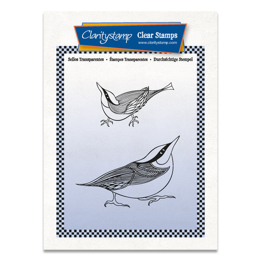 Nuthatches A6 Square Stamp & Mask Set