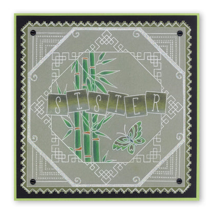 Oriental Fan & Bamboo Set A5 Square Groovi Plate Set