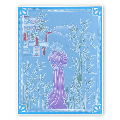 Oriental Fan & Bamboo Set A5 Square Groovi Plate Set