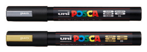 Gold & Silver - Uni Posca Marker Pen - PC-5M - Medium