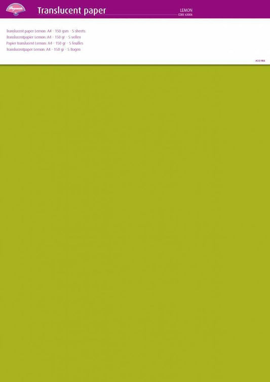 Translucent Paper Lemon A4 150 gsm 5 Sheets (63006)