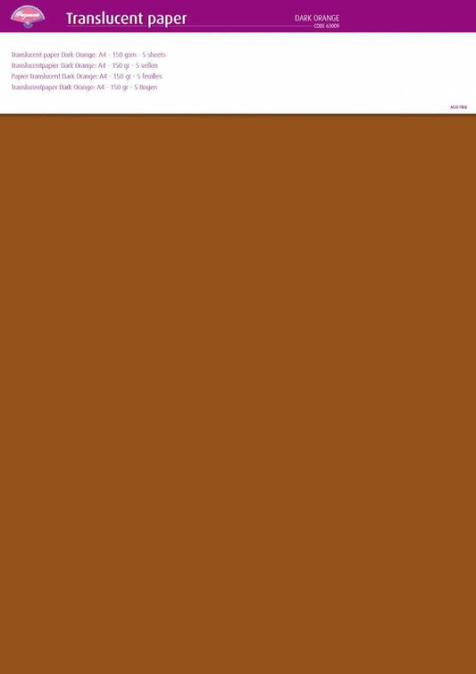 Translucent Paper Dark Orange A4 150 gsm 5 Sheets (63009)