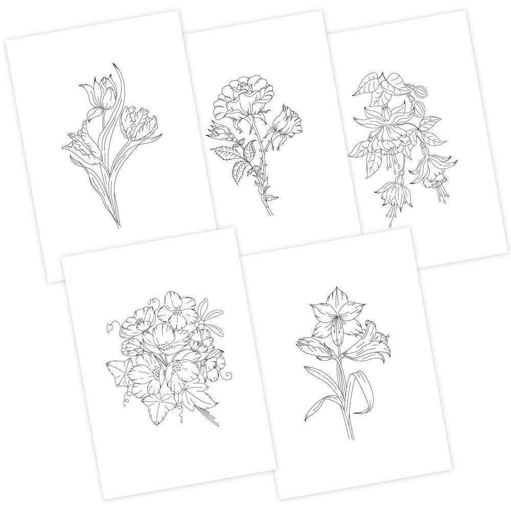 Linda's A5 Printed Florals Parchment Collection - Set 1
