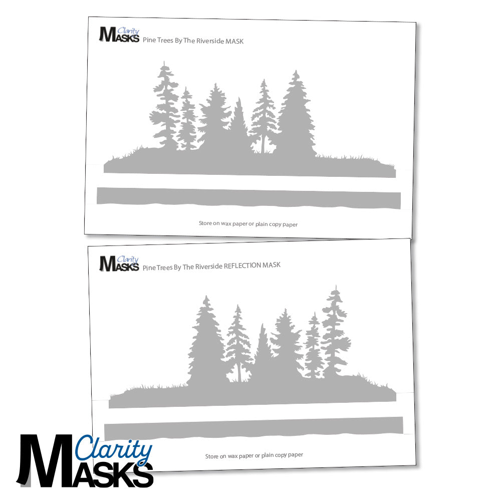 Pine Trees By the Riverside Landscape & Reflection A5 Masks