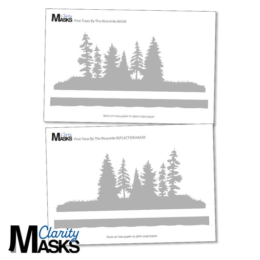 Pine Trees By the Riverside Landscape & Reflection A5 Masks