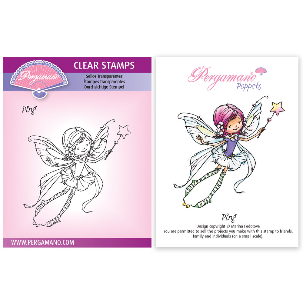 Whimsy Poppets - Ping A6 Square Stamp - Artwork by Marina Fedotova