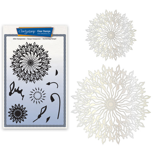 Barbara's Pinwheel Doodle Round A5 Stamp & Stencil Trio