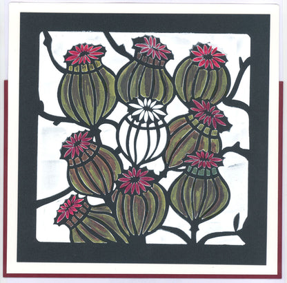 Poppy Seed Heads 7" x 7" Stencil