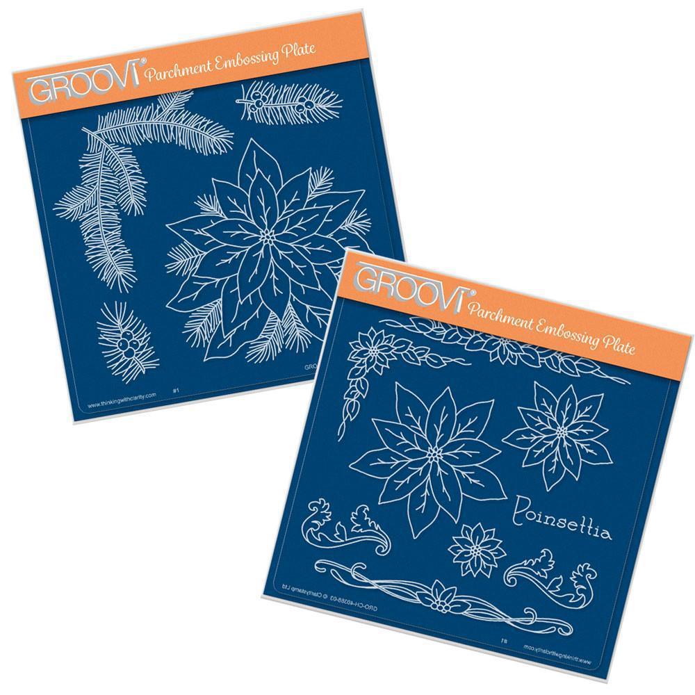 Jayne's Poinsettias A5 Square Groovi Plate Set