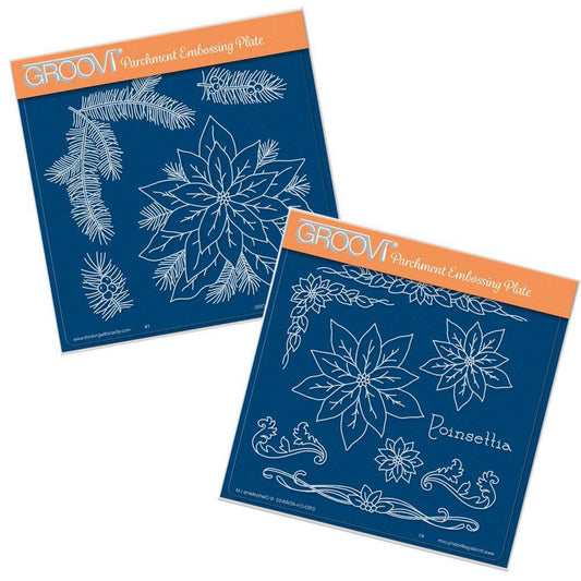 Jayne's Poinsettias A5 Square Groovi Plate Set