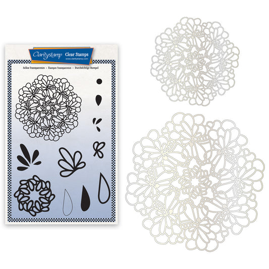 Barbara's Posy Doodle Round A5 Stamp & Stencil Trio