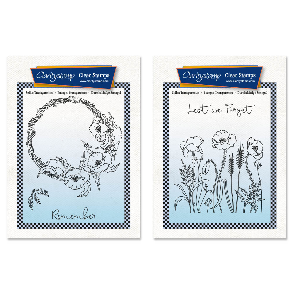 Poppy Meadow & Poppy Wreath A6 Square Stamp Collection