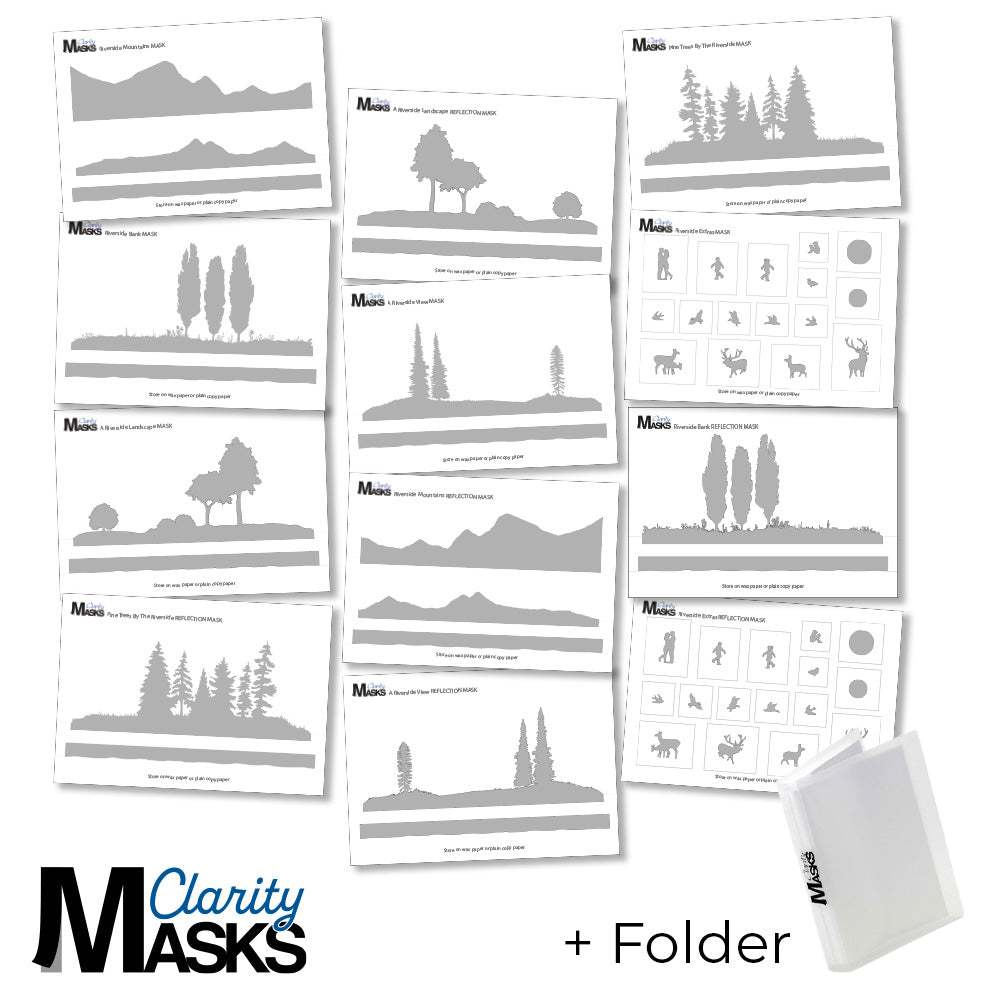 Riverside Landscape & Reflection A5 Mask Set & A5 Mask Folder ...