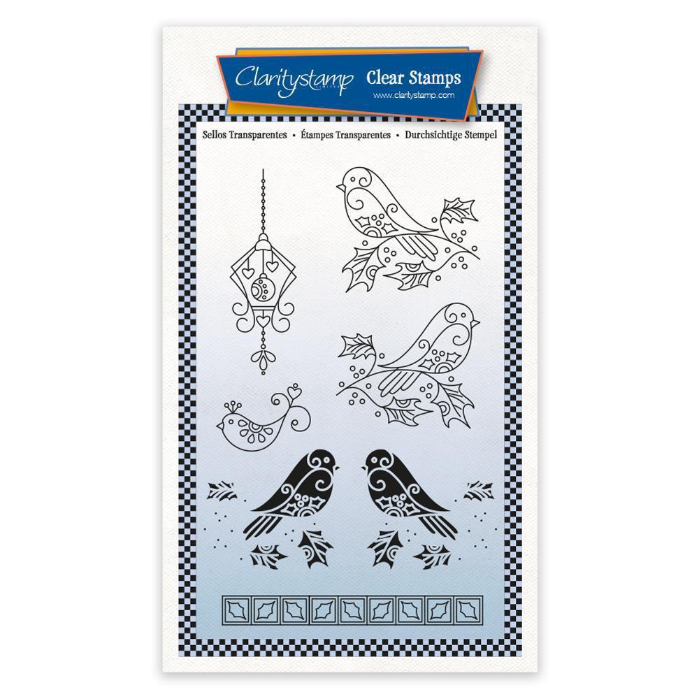 Tina's Robins - Two Way Overlay Christmas Ornaments A6 Stamp Set