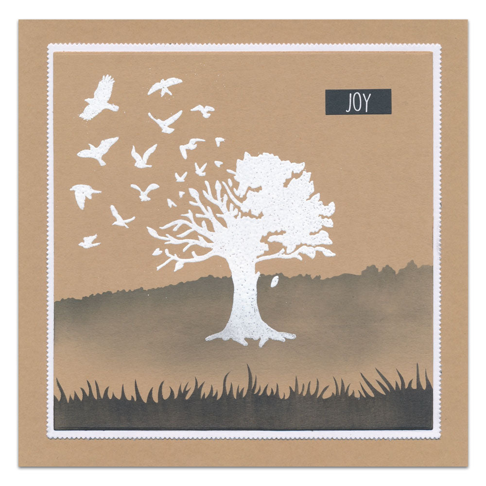 Butterfly & Bird Trees A5 Square & A6 Stamp & Stencil Collection