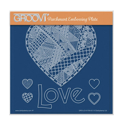 Barbara's SHAC Love Heart Doodle A5 Square Groovi Plate