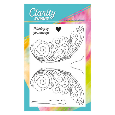 Large Leafy Swirl Butterfly A6 Stamp & Mask Set