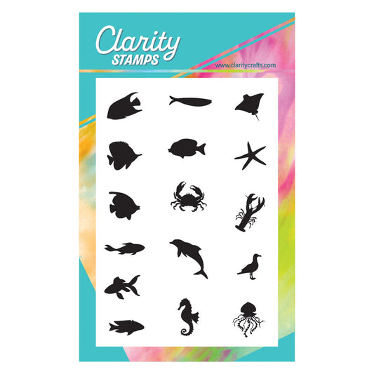 Fish & Marine Life Silhouette Miniatures A6 Stamp Set