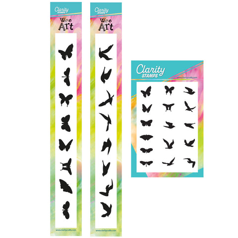 Wee & Miniature Butterflies & Birds Silhouettes Stamp Collection