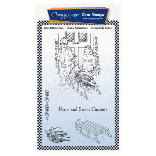 Jayne's Bijou Christmas Tree & Sled A6 Stamp Set