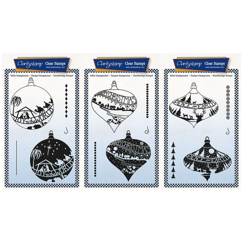 Barbara's Bijou Christmas Baubles - Two Way Overlay A6 Stamp & Mask Collection