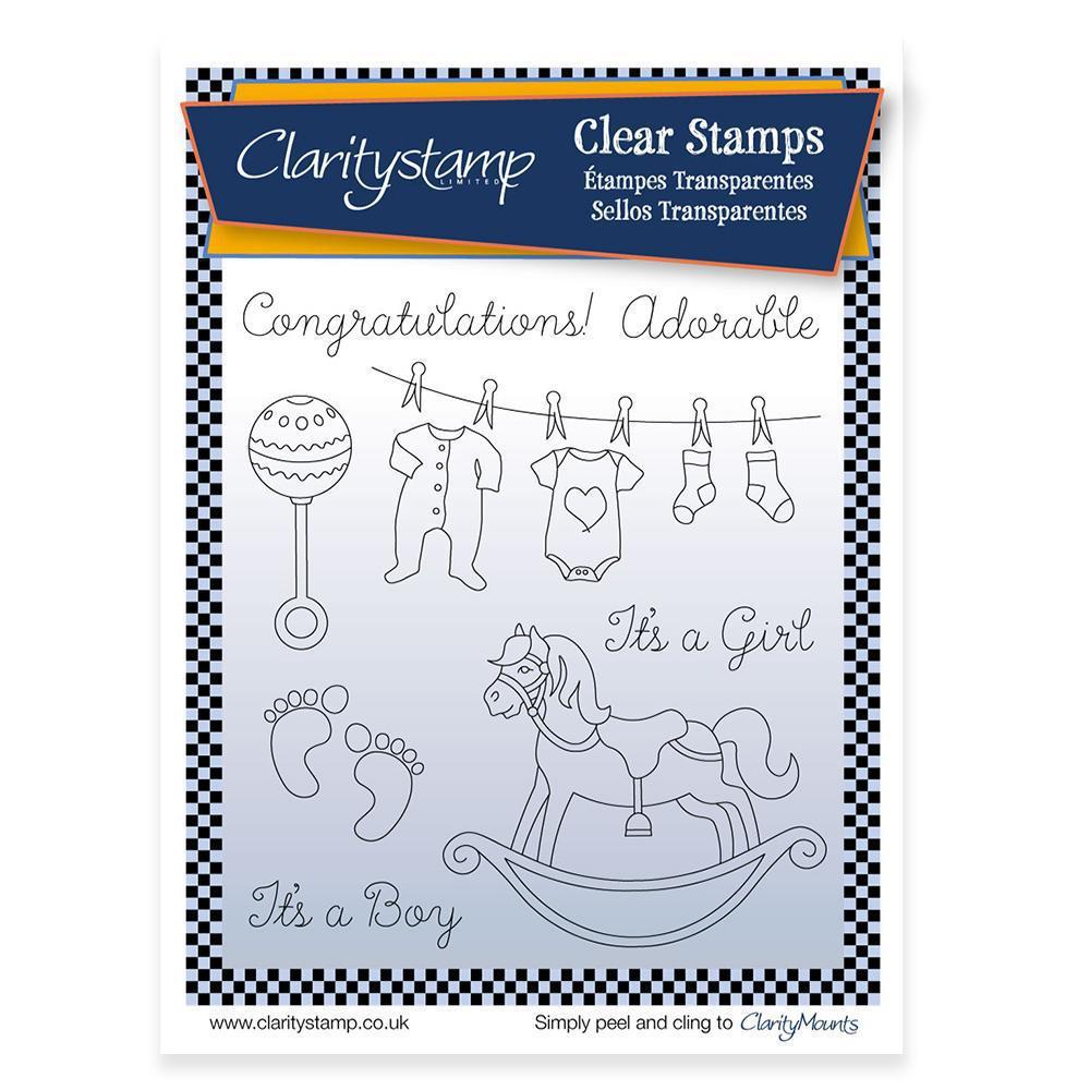 CLEARANCE Adorable Baby A5 Stamp & Mask Set