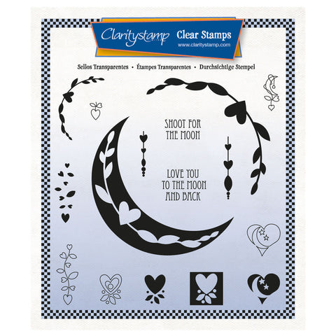 Hearty Crescent Moon A5 Square Stamp Set
