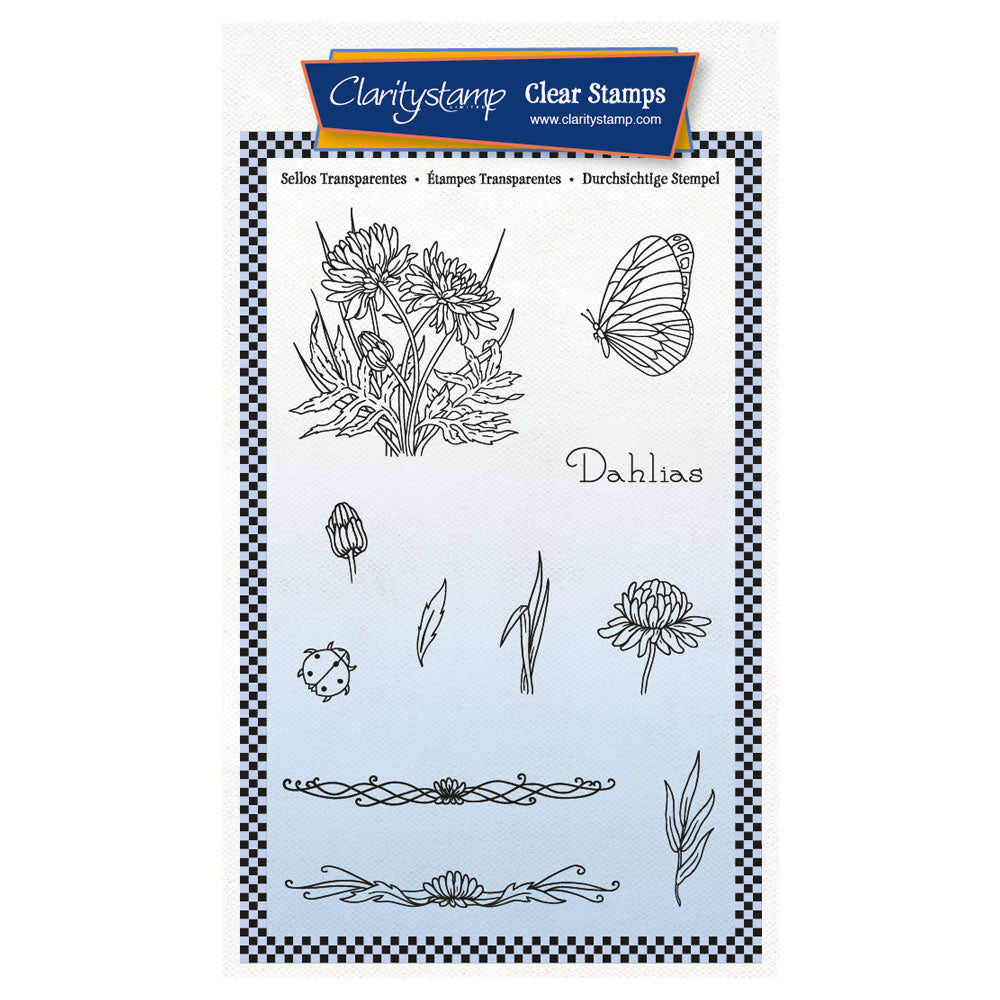 Jayne's Bijou Dahlias A6 Stamp Set