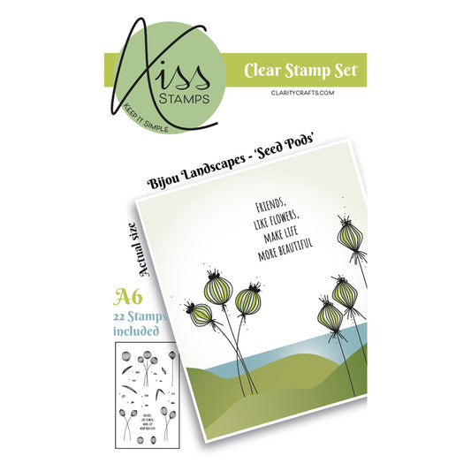 KISS by Clarity - Build-a-Scene Seed Pods A6 Stamp Set