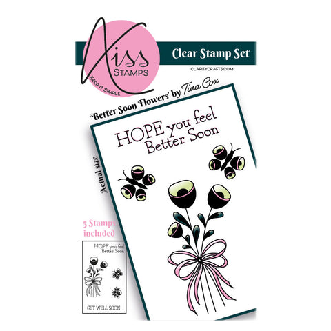 KISS by Clarity - Tina's Better Soon Flowers A7 Stamp Set