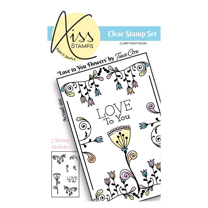 A7 KISS by Clarity - Tina's Love to You Flowers Stamp Set